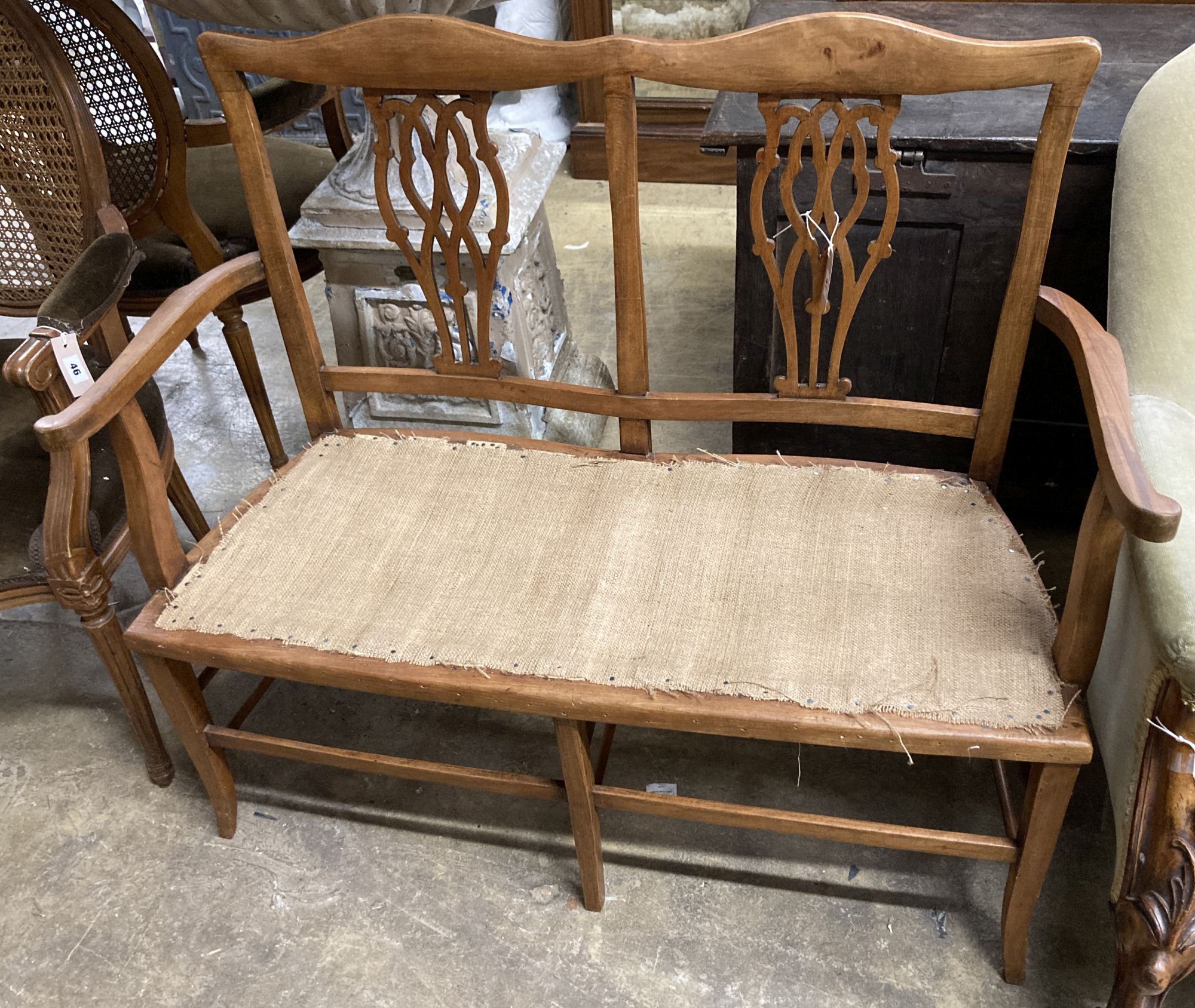 An Edwardian mahogany chair back settee, length 106cm